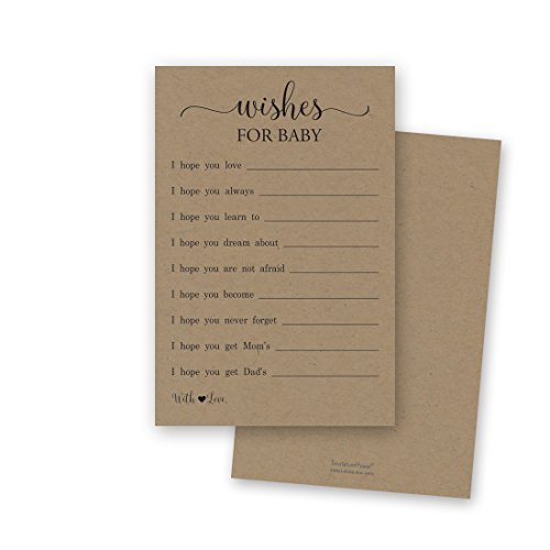InvitationHouse 48 Rustic Kraft Wishes for Baby Cards � Well Wishes for Boy or Girl � Baby Wishes Cards