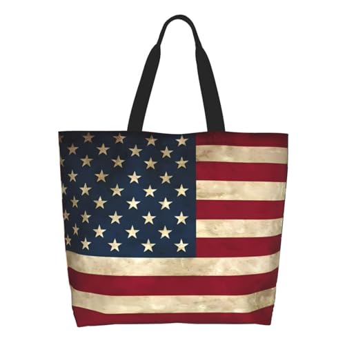 4th of July Tote Bag Women large American flag bag Interior Pocket Reusable Independence day Travel tote bags