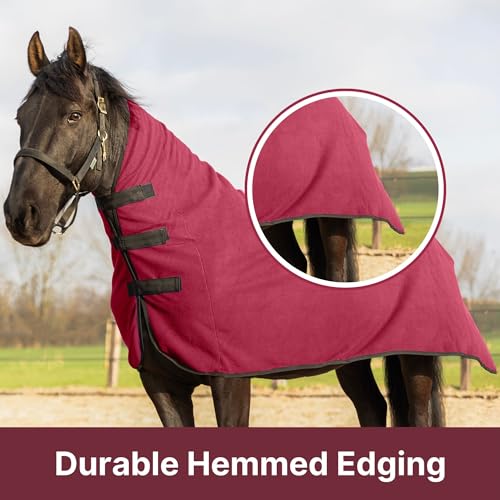 Image of RESISTANCE Fleece Contour Horse Cooler - Anti-Sweat Moisture Wicking, 3 Quick-Grip Neck Closures, Tail Cord, Durable Hemmed Edges, Polar Soft Fleece, Post-Exercise Cool Down