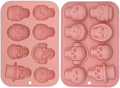 Mini Skull Silicone Molds - 200 Cavity Halloween Candy Chocolate Molds, 4-Piece Set With Droppers - View #10