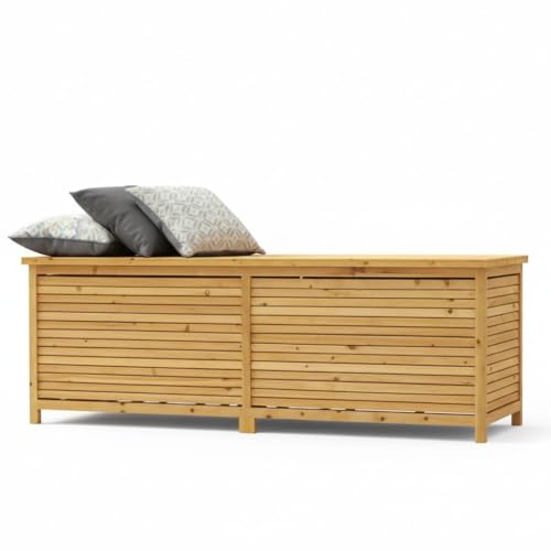 Mucola Auflagenbox Holz mit klappbarem Deckel 170x50x58cm Kissenbox Garten Aufbewahrungsbox für Gartenutensilien Gartenbox