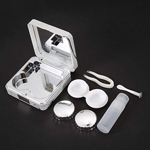 Fditt Étui pour Lentilles De Contact De Trempage Carré en Marbre Portable(Argent) - Image 8
