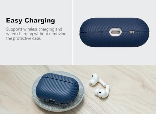 Image of Haobobro Leather Case - for AirPods Pro 3 Case Cover - Selected Skin-Friendly Leather, with Carbon Fibre Texture, Handmade Drop Protective Hard Cover for AirPods Pro 3rd Generation Earbuds - White