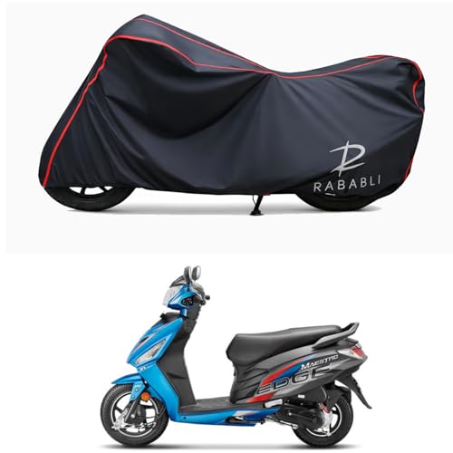 Image of Waterproof Bike Body Cover Compatible for | Hero Maestro Edge 110 FI | Taffeta Fabric, Red Piping Design, Bottom Elastic Fit | Dustproof, Sun UV & Rain Protection for All Bikes
