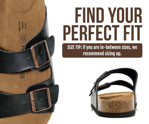 Image of Project Cloud Mens Sandals, 100% Genuine Leather Mens Slides (Heritage) | Memory Foam Insole & Cork Footbed Slides for Men Footwear Non Slip Summer Sandals for Men & Lightweight Sandals Men