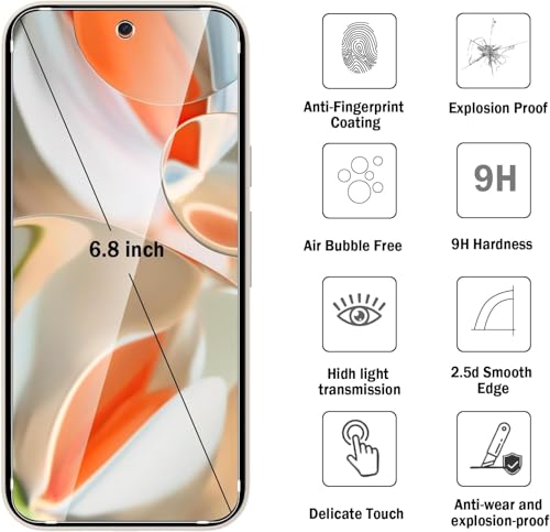 Image of SHILD -(Pack 2 Tempered Glass Screen Protector For Pixel 9 Pro Xl Cellphone| Hd Perfect -Fits Design Google Pixel 9 Pro Xl Tempered Glass Screen Guard -Fingerprint Working /9H Hardness