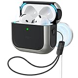 ESR AirPods4 ケース AirPods 第4世代 ケース(2024)（USB-C）対応 MagSafe対応 ストラップ付き落下防止カバー Orbit ハイブリッドケース チタニウム色