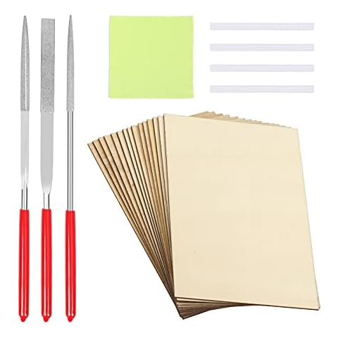 TGFIX 15pcs Plywood Sheets, 150X100X2mm Unfinished Basswood Sheets Board with Hot Glue Sticks Dust-Free Cloth Triangular Round Flat File for Woodcraft Model, Painting, Crafts, Engraving, Stencilingr Cover