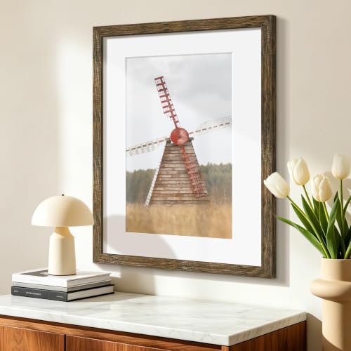 Image of Picrit 17x22 Rustic Brown Picture Frame, Poster Frame for Wall, 3 Pack