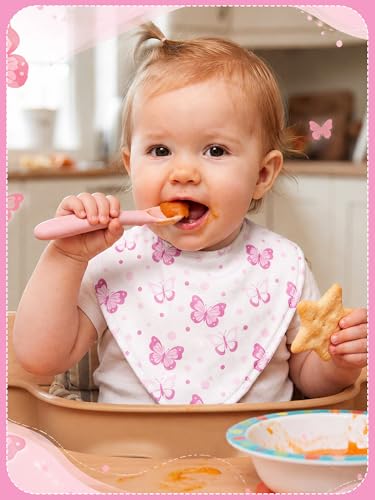 Image of 4 Pcs Baby Bandana Bib Cute Baby Nursery Decor Cotton Newborn Infant Feeding Drool Bib for Drooling and Teething Girl Boy