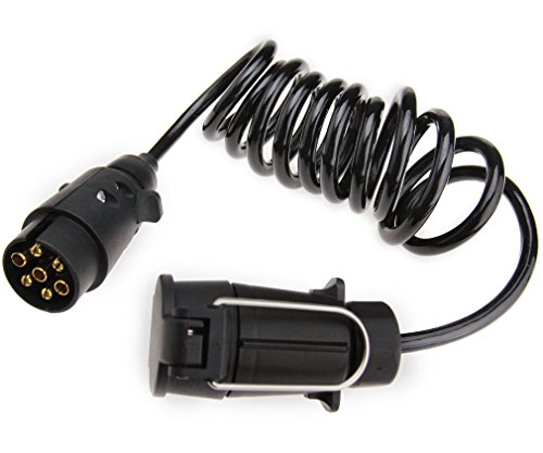 Micro Trader Cable de extensión de remolque de enchufe de caravana de 7 pines macho a hembra con adaptador 1,7 M