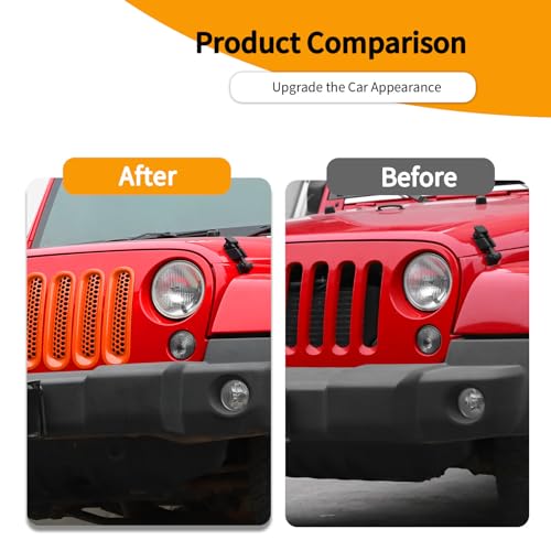 Image of Hoolcar Front Grill Mesh Inserts Clip-in Honeycomb Grille Guard Cover Fit for Jeep Wrangler JK JKU 2007-2017, Exterior Accessories, Orange