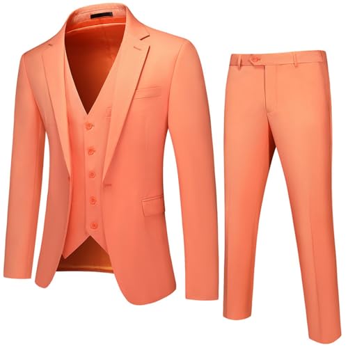 Costume Homme 3 pièces orange grande taille TTG confortable et bien ajusté