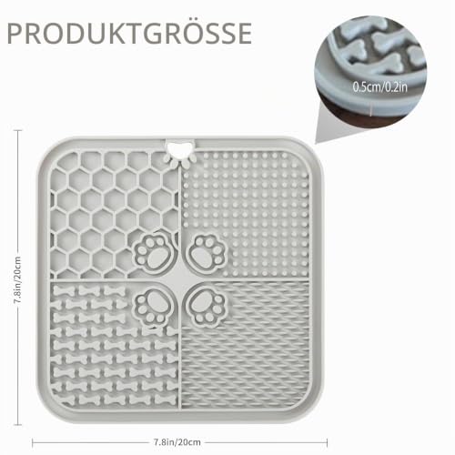 Leckmatte für Hunde, Futtermatte für Butter & Joghurt, Hundespielzeug für Baden, Training & Fellpflege (1er-Pack Schwarz, 20X20 cm)