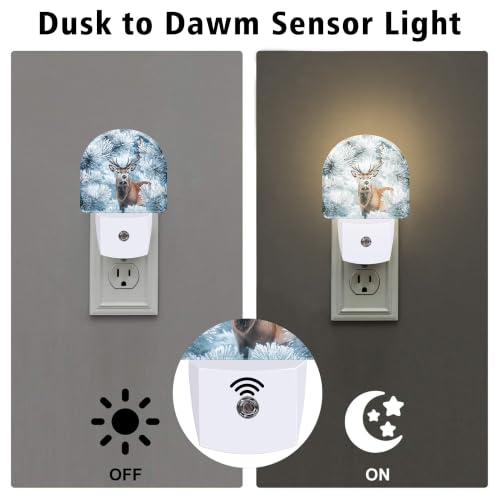 Image of Night Light, Dusk to Dawn Night Light Plug in, Christmas Winter Deer | Christmas Night Light for Kids,0.5w Energy Saving,Sleep Friendly,Nightlight for Hallway Stairway Kitchen Bedroom
