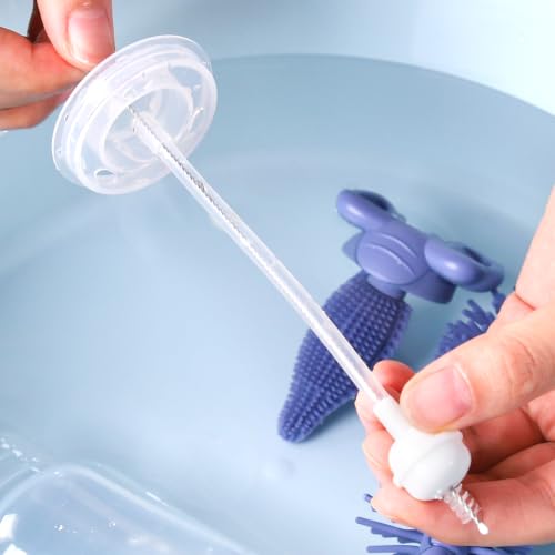 Miniatura 6 de Alyvisun Cepillo Limpia Biberones De Silicona Con Cepillo Para Tetinas Y Pajitas, Cepillo Para Biberones Grado Alimenticio Sin Rayones Almacenamiento Vertical