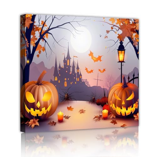 Toile art mural Halloween citrouille pour sublimer votre couloir cet automne