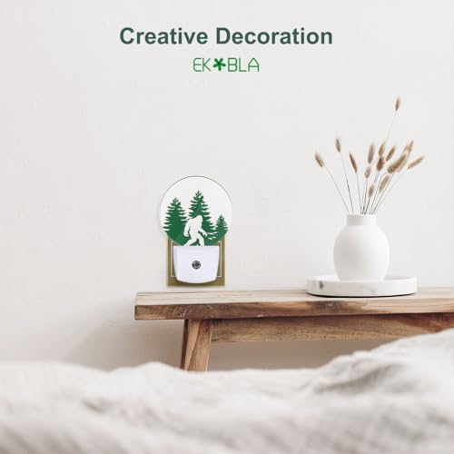 Image of EKOBLA Bigfoot Night Light, Sasquatch in Green Forest Night Lights Plug Into Wall with Auto Sensor for Bedroom, Bathroom and Kitchen