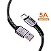 Produktbild USAMS USB C Kabel, Typ C Ladekabel 5A schnell USB Type C Datenkabel 1.2M lang Nylon für Huawei P20/P20 Pro P10/P10 Plus, Mate 10/Mate 10 Pro Mate 9/Mate 9 Pro Honor 10 usw (Typ C auf USB 2.0, Schwarz)