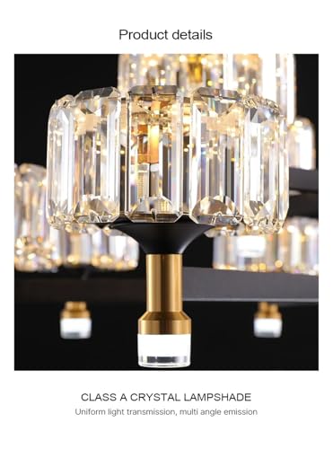 Lustre en cristal moderne à LED : éclairage luxe or et noir - 4