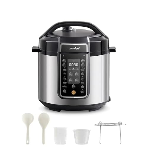 COMFEE’ Pressure Cooker 6 Quart with 13 Cooking Functions, Olla de Presion Non-Stick Pot Yogurt Maker Rice Cooker Slow Cooker Sauté Steamer, Healthy Ceramic Inner Pot