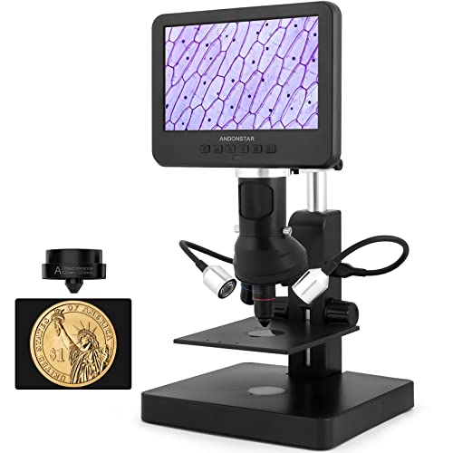 Image of Andonstar AD246P 1000X Digital Microscope, 3 Lens 7 inch LCD, Black LED, Metal and Plastic, For Biological, PCB Soldering, Phone Watch Repairing, 32G SD Card