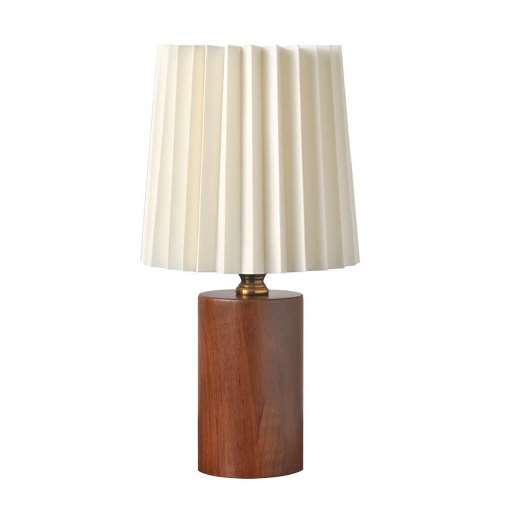 Vintage Schreibtischlampe Kleine plissierte Massivholz Tischlampe Kleine Schlafzimmerlampe für Nachttisch Wohnzimmer Studie Kinderzimmer Student Dorm Nachttischlampe (A)