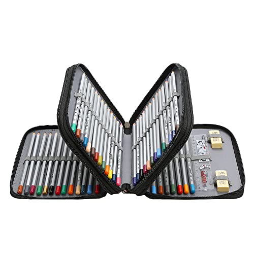 Image of Portable Colored 72 Slots Pencil case Organizer with Printing Pattern for Watercolor Pens, Pencil Case Organizer for Artist