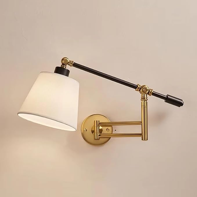 Nordic Creative Folding Wall Lamp Long Arm Adjustable Light Bedroom Bedside Office Study Living Room Mirror Sconce,Household/Warm Light/White 15.5Cm