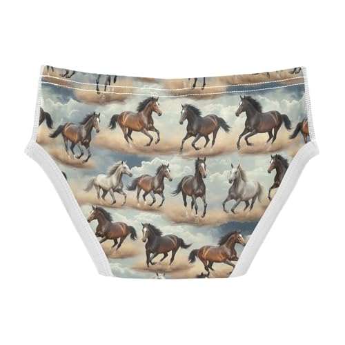 CHIFIGNO Boys Cotton Briefs Breathable Underwear Printed Underwear Briefs for Toddler Boy, Vintage Horse2