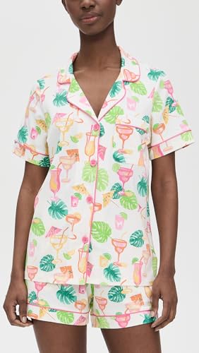 Image of Bed Head PJs Womens Matching Pajamas - Soft Organic Short Sleeve Button Down PJ Shirt & Shorts Set - Sleepwear & Loungewear