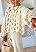 LETSVDO Women's Crochet Hollow Out Sweater Long Sleeve Crewneck Mesh Knit Pullover Tops Casual Beach Vacation Cover Ups Beige