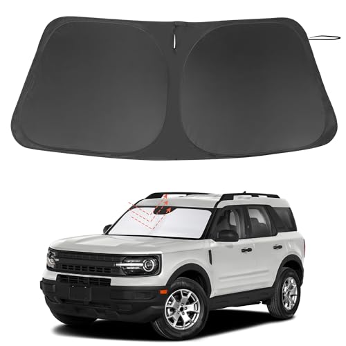 Image of Windshield Sun Shade for 2021-2026 Ford Bronco Sport Accessories | Full covered, Foldable & Durable, Block UV Rays, Reduce Heat, Easy to install, Keep Car Cooler