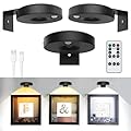 3Pack LED Picture Lights for Wall Rechargeable Battery Picture Frame Light with Remote Wireless Magnetic Art Display Light Dimmable&Timer Wall Sconce for Painting Poster Artwork Wall Lighting Decor