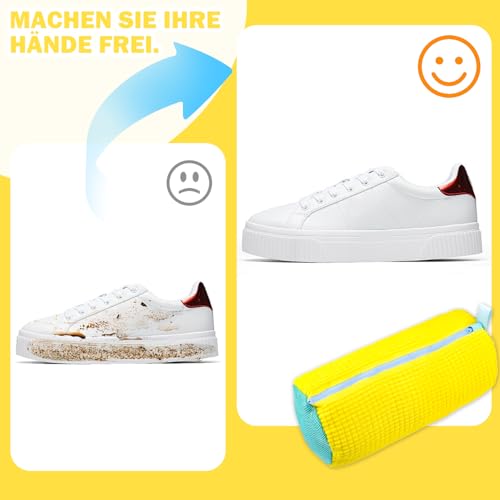 2 Stück Schuhwaschbeutel Waschmaschine, Wäschesack Schuhe, Schuh-Wäschebeutel, Mit Reißverschluss, Multi Schutz Wäschenetz, Erhöhte Reibung im Inneren (Gelb)