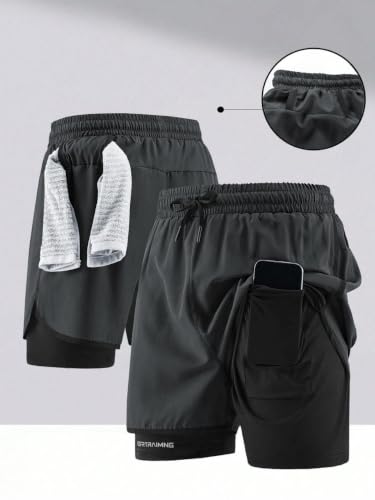Image of GRECIILOOKS Shorts for Men Running | 2 in 1 Shorts Men with Compression Shorts |Gym Shorts for Man Workout with Phone Pocket | Quick Dry Sports Shorts for Gym Training