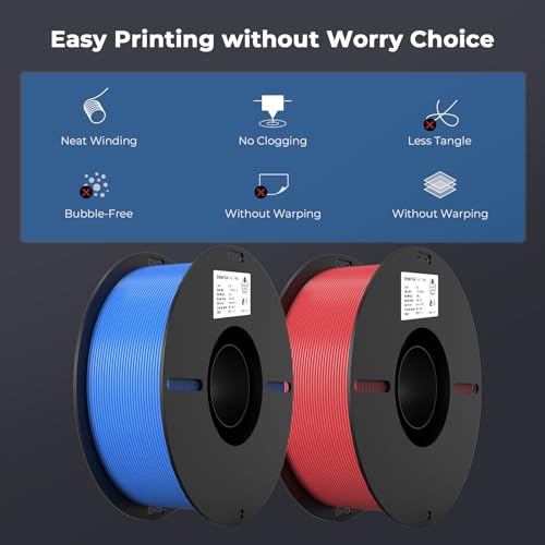 Image of Creality PLA Filament 1.75mm Bundle 2KG, High Precision + /-0.02mm 3D Printer Filament, Consistent Extrusion, Smooth Printing, 2 Pack 1KG Spool,Fits for Most FDM 3D Printers(Red, Blue)