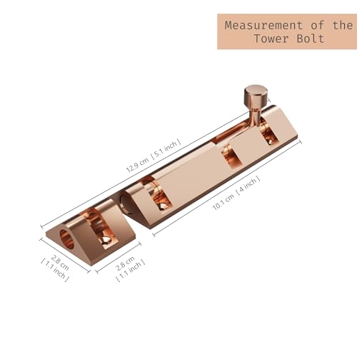 Image of Atlantic Triangle Tower Bolt 4 inch, Tower Bolt for Main Door and Bathroom, Door Latch for Bedroom, Tower Bolt for Home, Offices, Doors, Windows, Easy to Fit, Rose Gold. Finish, (Pack of 4 Pcs)