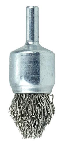 Image of Weiler 10319 Controlled Flare Crimped Wire End Brush 3 /4 inch, .020 inch Stainless Steel Fill, Made in The USA (Pack of 10)