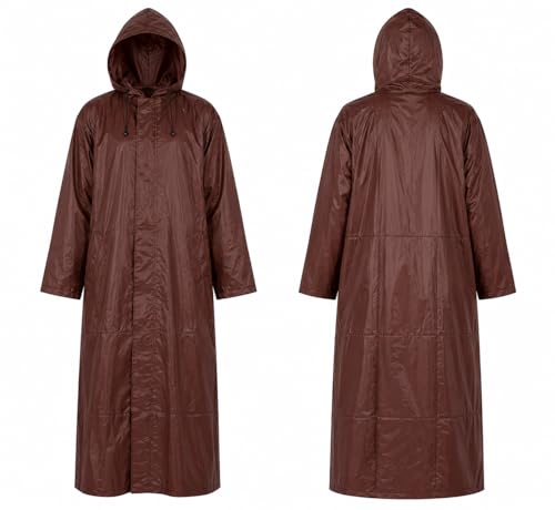 Image of Waterproof Hooded Long Rain Coat for Men, Polyester, Full Sleeves, Regular Fit, Outdoor Riding, Camping & Hiking