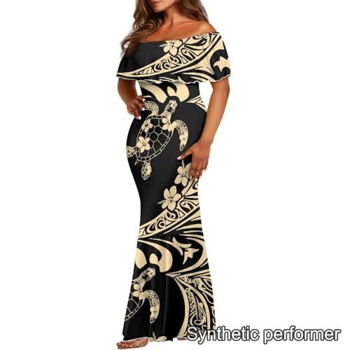 Image of Polynesian Dresses for Women Off Shoulder Maxi Dress Puletasi Samoan Dresses S-7XL