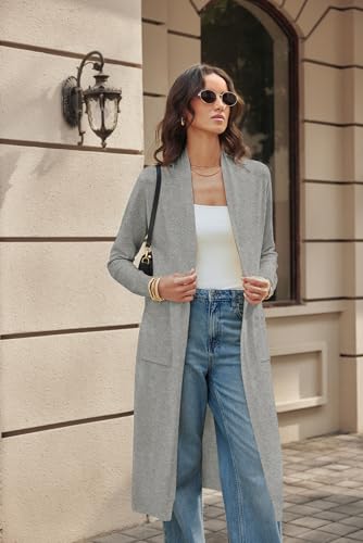 Image of GRACE KARIN Essential Solid Open Front Maxi Long Knitted Cardigan Sweater for Women