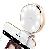 Selfie Ring Light, JANCHUN Rechargeable Selfie LED Camera Light with 7 Light Colors and 3 Levels of Brightness - Gold