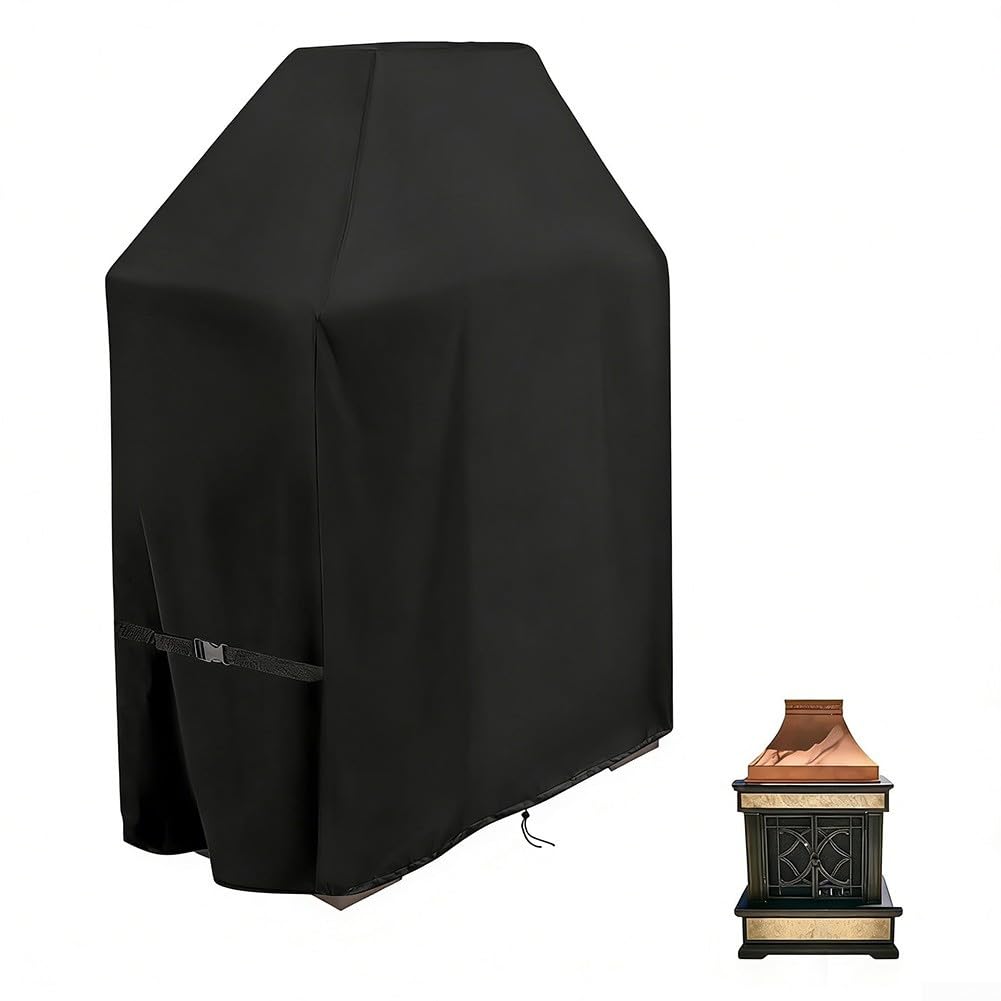 Copertura impermeabile per caminetto da esterno, protezione antincendio a legna, in tessuto Oxford, 91 x 61 x 145 cm, antivento, maniglia con coulisse per patio (210D)
