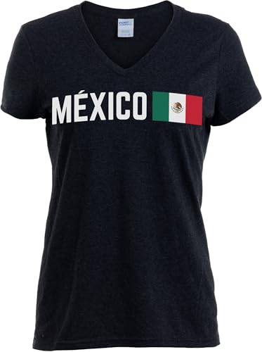 Nations of The World - National Pride Flag Symbol Arms Tee V-Neck T-Shirt Top for Women