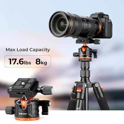 Image of Victiv 256 cm Aluminium Camera Stand, 2-in-1 Tripod Monopod with 360 Panoramic Ball Head, Horizontal Overhead Camera Stand for Video Shooting, Compatible with DSLR Canon Nikon Sony iPhone, Android