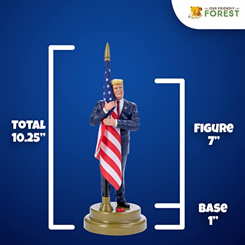 Our Friendly Forest 2 Pack Of Original Donald Talking Figure & Donald Talking Figure With Flag - Says 17 Different Audio Lines In Trump's Voice - Patriotic Donald Trump Gifts #TOP4