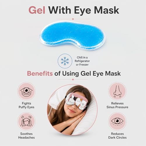 Image of Jenna Polyester Cute Gel Sleeping Eye Shade Mask Cover For Insomnia, Meditation, Puffy Eyes And Dark Circles 5 Kitty Pink