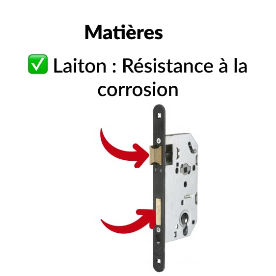 FTH - Serrure Encastrable Haut de Gamme SE 50 - Système de Retournement - Fermeture à Deux Tours - Têtière Nickelée Noir Mat - Coffre Acier - Axe 50 mm - Pour Porte d'Entrée - Noir