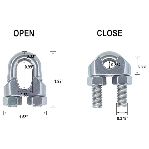 Heverp DLJTM12 4Pcs 1/2 Inches M12 Stainless Steel Wire Rope Cable Clip Clamp thumb #1